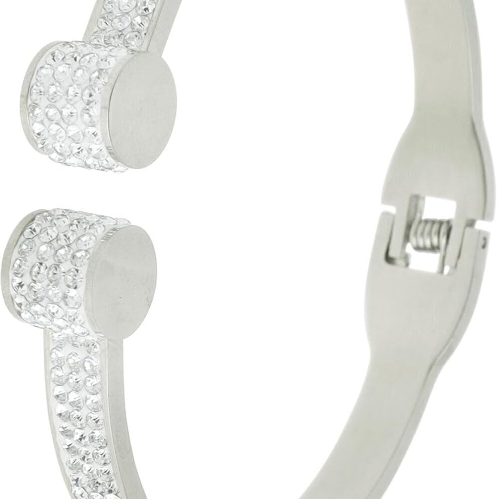 Cubic Zirconia Silver Cuff Bangle Bracelets for Women Elegant Sparkly Jewelry